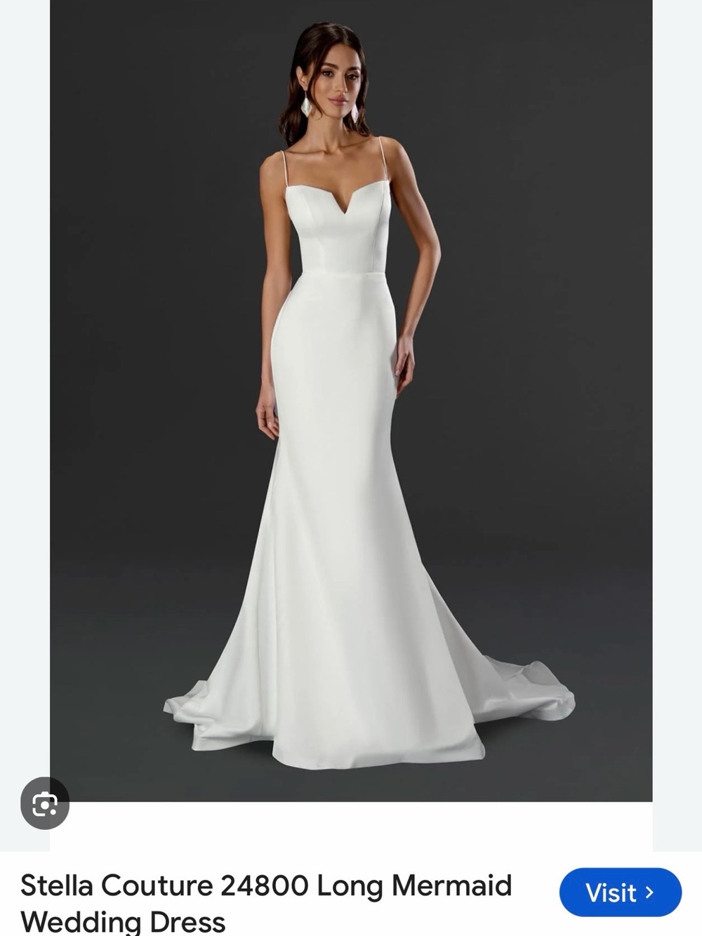 Stella Couture White Mermaid Wedding Gown with Strappy Sweetheart Neckline